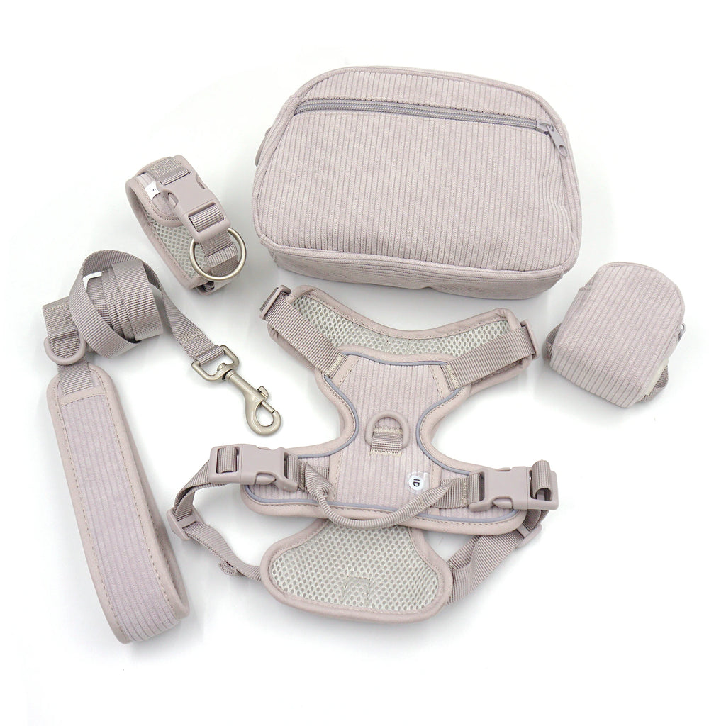 Corduroy Dog Harness Set 5-in-1