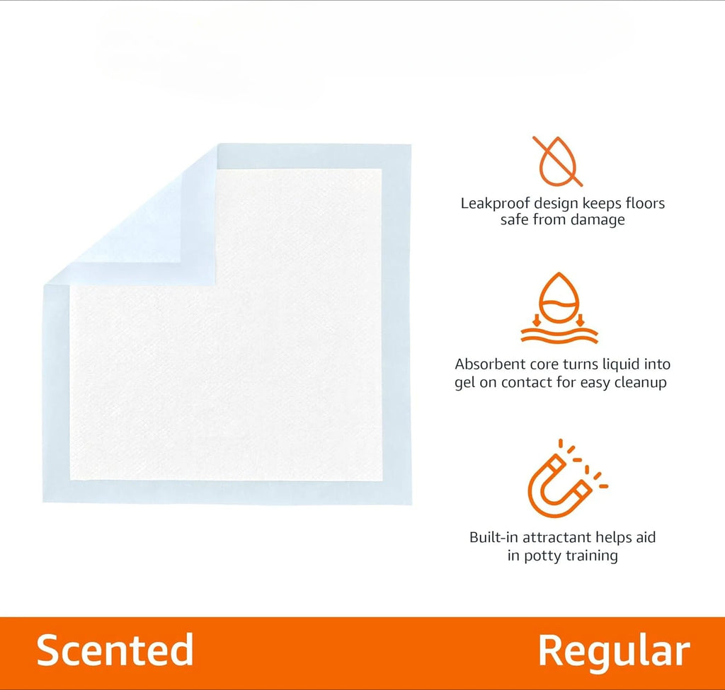 Basics Dog and Puppy Pee Pads, 5-Layer Leak-Proof Super Absorbet