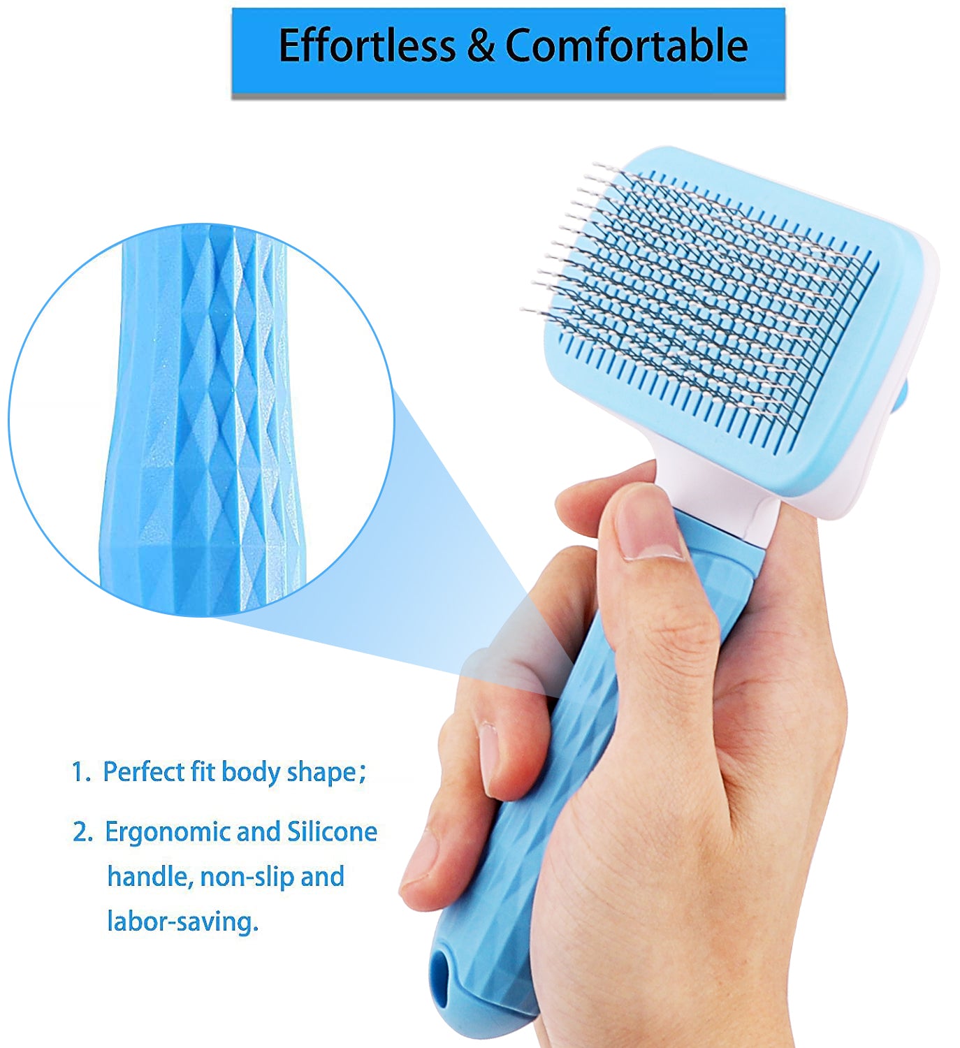 Self-Cleaning Dog Brush with Hair Release Button