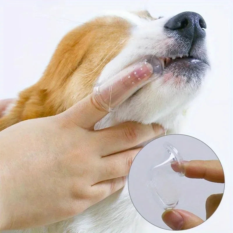 3Pcs Pet Finger Toothbrush Soft Silicone